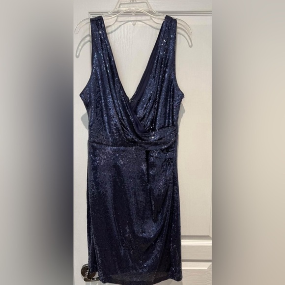 Women’s navy blue sequins evening dress size 14 - Picture 1 of 4